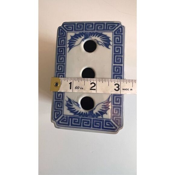 Antique Chinese‎ Porcelain Opium Pillow  Blue White Foo Dog Qing Signed - Picture 7 of 10